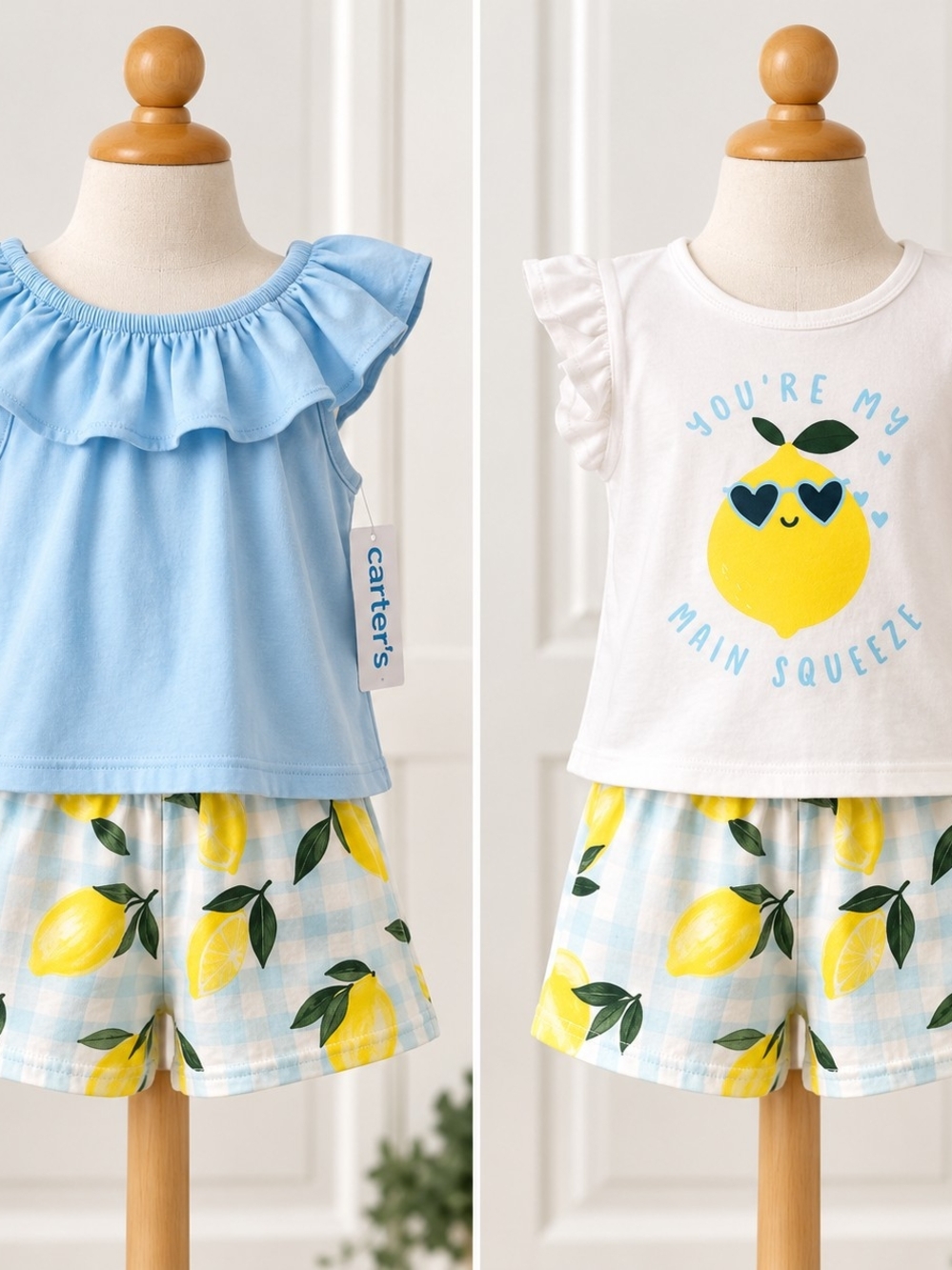 Carter's Girls 3 Piece Lemon Mix & Match Set, 5T NWT